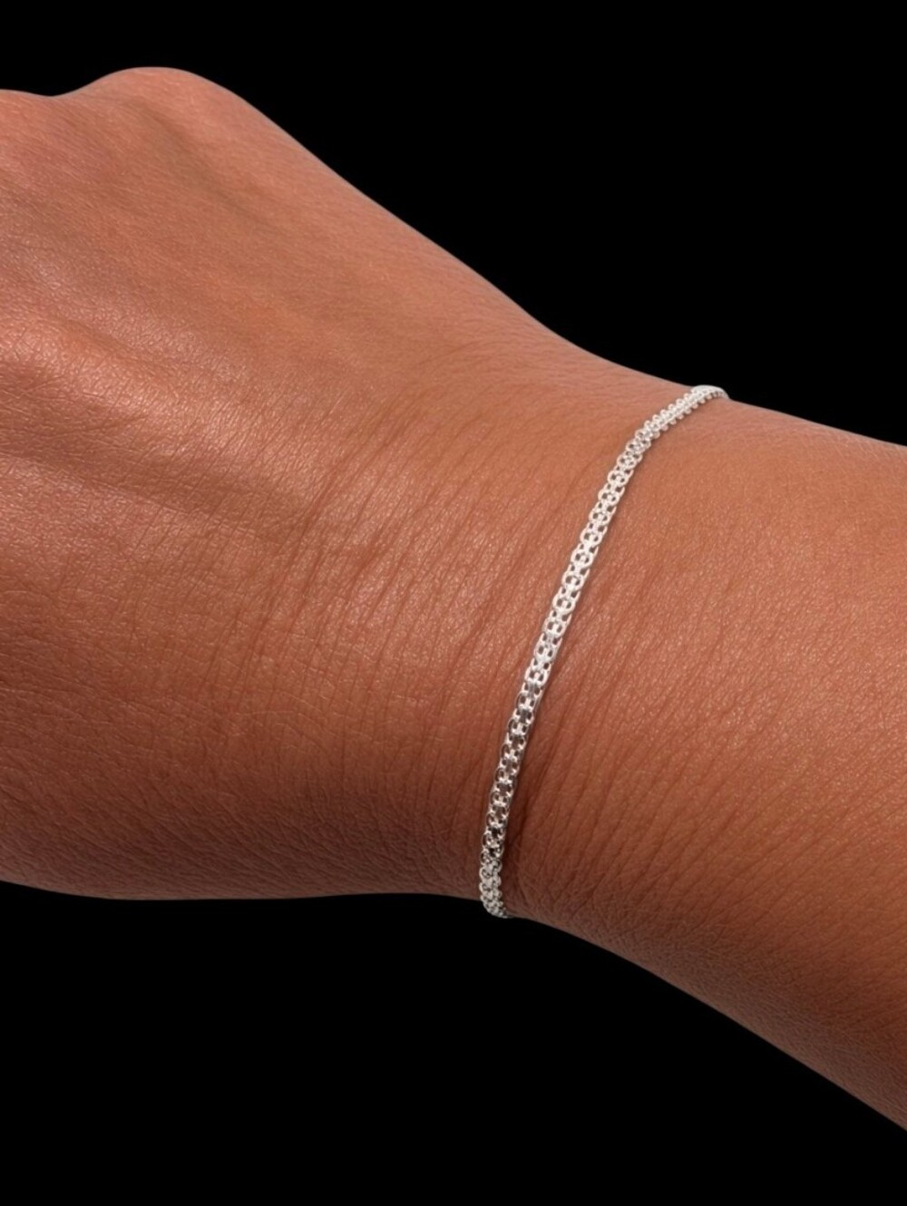 Solid 925 Sterling Silver Italian Link Chain Bracelet 7.25" 2mm Anti-Tarnish